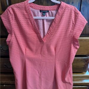 Red/White Blouse with V Neck